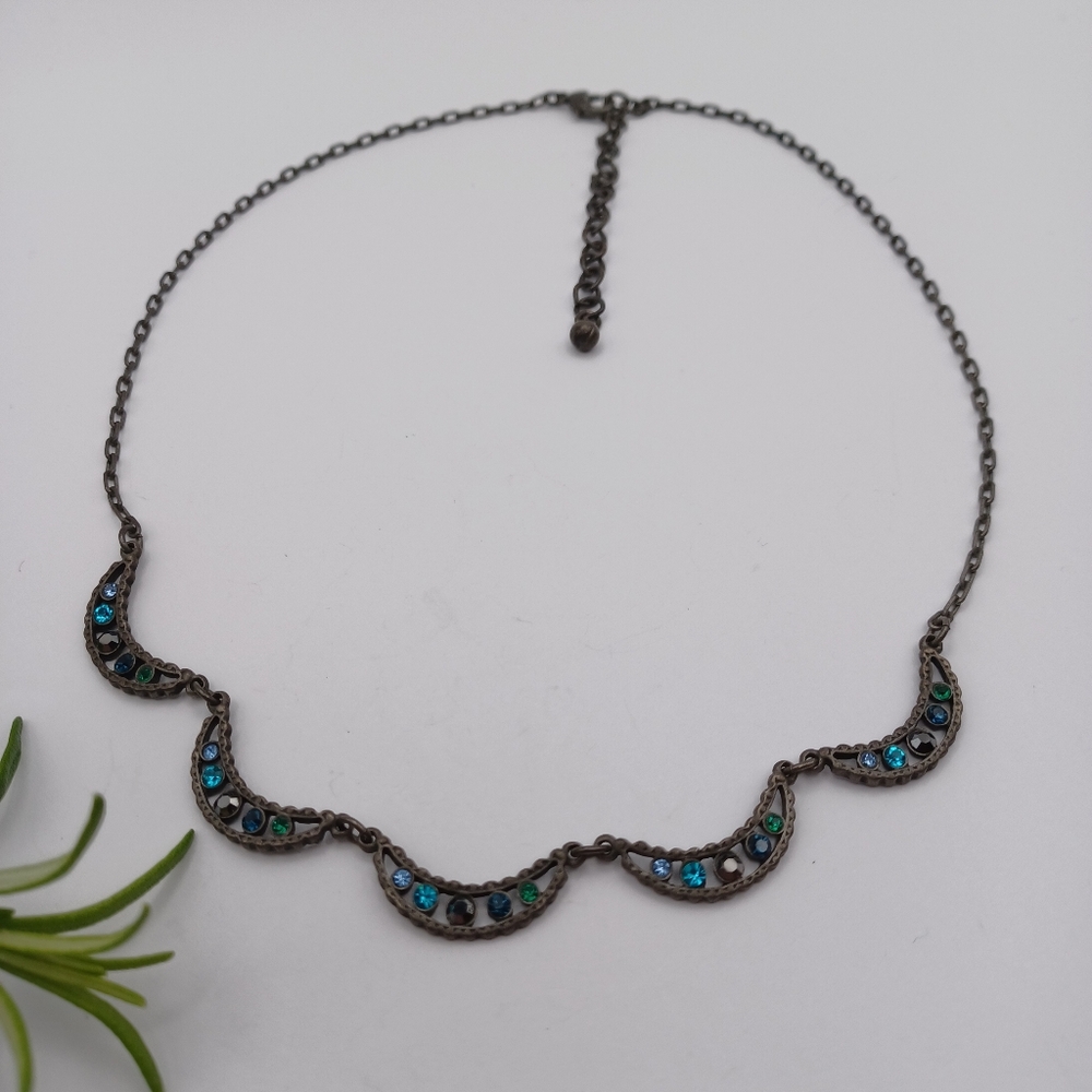 SOLD - Crystal Crescent Necklace - Picture 7 of 14